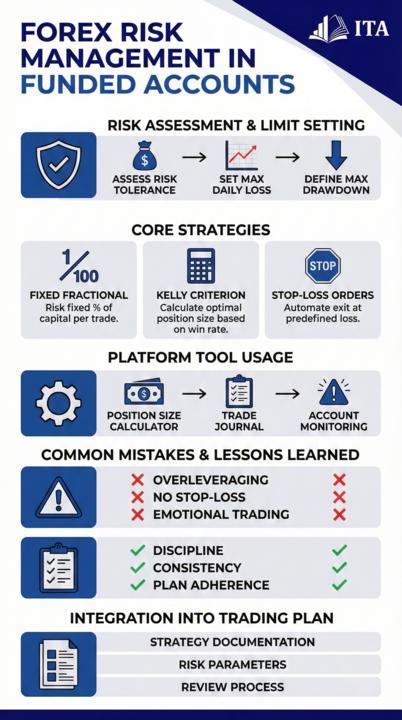 Infográfico - Forex risk management funded account guide 2026 Infográfico - Forex risk management funded account guide 2026