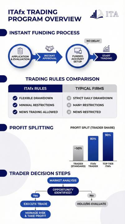 Infográfico - Prop Firm 100% Profit Split Instant Guide 2026 Infográfico - Prop Firm 100% Profit Split Instant Guide 2026