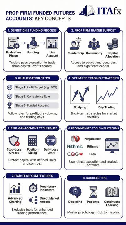 Infográfico - Prop firm funded account for futures trading: Complete 2026 guide Infográfico - Prop firm funded account for futures trading: Complete 2026 guide