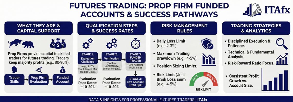 Infográfico - Prop firm funded account for futures trading: Complete 2026 guide Infográfico - Prop firm funded account for futures trading: Complete 2026 guide