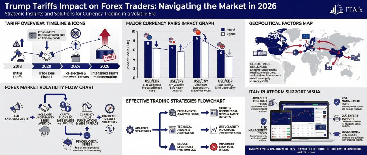 Infográfico - Trump tariffs impact forex traders 2026: complete guide Infográfico - Trump tariffs impact forex traders 2026: complete guide