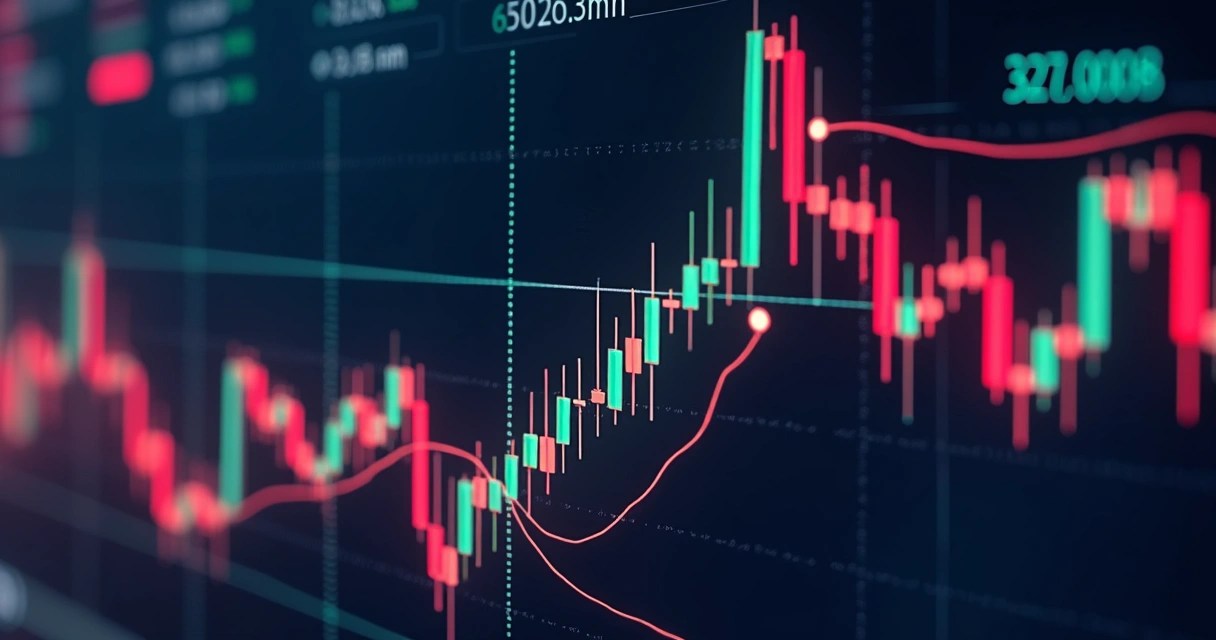 Stock market trading screen showing volume bars and price charts with highlighted high and low volume areas